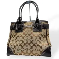 極美品　 COACH コーチ トートバッグ シグネチャー キャンバス レザー