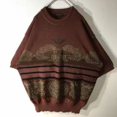 【個性派古着】日本製　アラミス　半袖サマーセーター　天使　豪華刺繍入　あずきLのサムネイル