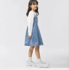 GU キッズ デニム ジャンパースカート 130