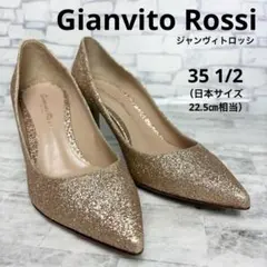 ジャンヴィトロッシ　35 1/2　ポインテッドトゥ　パンプス　グリッター　金のサムネイル