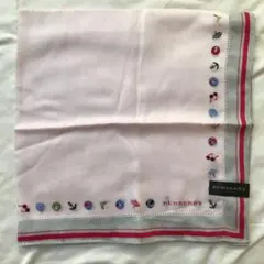 【新品】③ バーバリー 大判ハンカチ　56×56cm GY &PK