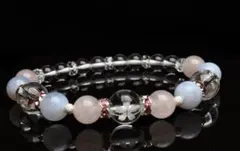 優美な桜の愛されブレス ブルーレースアゲート×ローズクォーツ　天然石ブレスレット