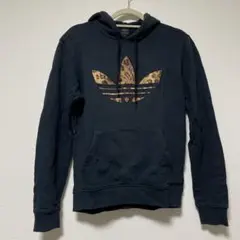 【美品】adidas ブラックアニマル柄　フード付きパーカー Sサイズ
