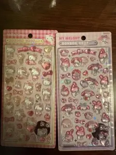 ハローキティ・マイメロディ ボンボンドロップシール 2シートセット