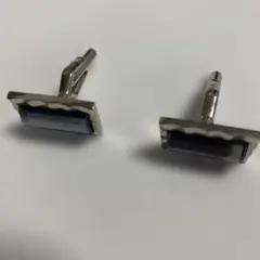 上質】ヴィンテージ カフス＆タイピン セット オニキス調／パール