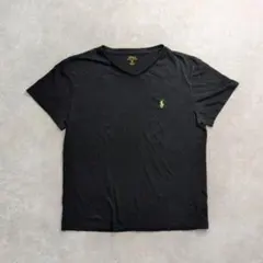 POLO RALPH LAUREN VネックTシャツ 黒 ポニー刺繍 M相当