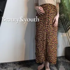 Beauty&youth フラワープリントマキシ丈スカート