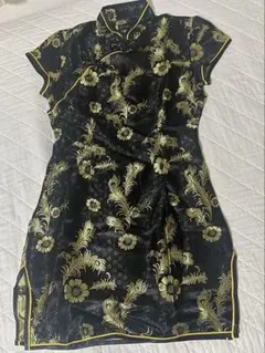 黒金花柄チャイナドレス
