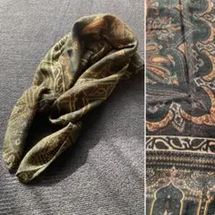 ペイズリー柄 大判 スカーフ ストール ショール グリーン