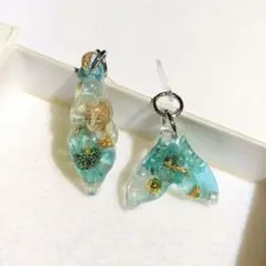 匿名配送ドライフラワーマーメイド貝殻シェルハンドメイドアクセサリー夏ピアス海空