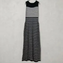 アニューデイ ボーダー ロングワンピース ノースリーブ XL〜3L相当 麻混