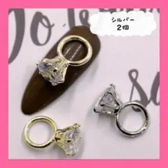 ネイルパーツ デコパーツ リング 指輪 シルバー 2個SET