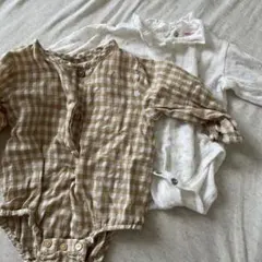 ザラベビー　ロンパース　フラワー　チェック