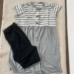 マタニティパジャマ 半袖ストライプ柄セット