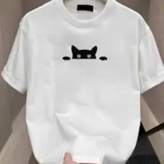 猫柄Ｔシャツ　黒猫　Lのサムネイル