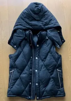 ABAHOUSE ダークグレー フード付き ダウンベスト