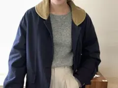 新品　丸襟切り替え ハンティングジャケット ネイビー