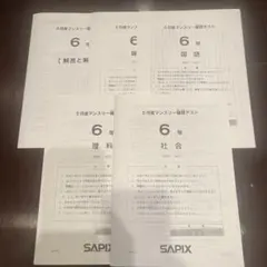 SAPIX 6年生 マンスリーテスト等1年分 2025年度版 サピックス6年 2025年5月度マンスリーテスト 原本 - メルカリ