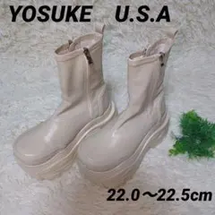 ヨースケ ファッションブーツ 厚底 スニーカー レディース Sサイズ ベージュ