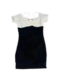 セクシーなドレス❤️オフショルダータイトドレス ホワイト ミニドレス バイカラー