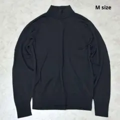 UNIQLO ニット セーター モックネック 薄手ウール100%ダークグレーM