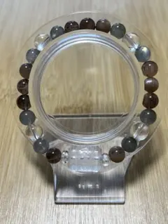 ①12.3mm スターカット スモーキークォーツ 内周16cm ブレスレット