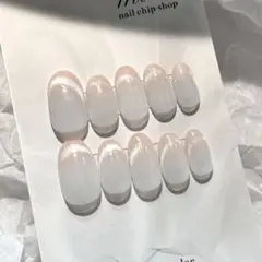 04# ミルクホワイトグラデーション×マグネットフレンチ｜選べるチップ種類