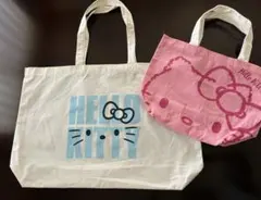 新品　HELLO KITTY ハローキティ　トートバッグ 2点セット　ピンク白
