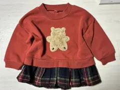 クマ刺繍オレンジトレーナー 80サイズ