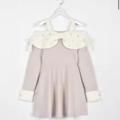 evelyn リボンオフショルミニワンピース ピンク