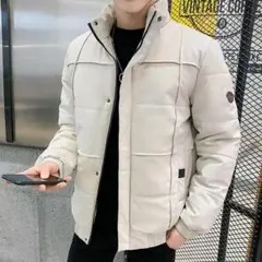 ホワイト ダウンジャケット キルティング