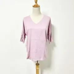 グリーンレーベルリラクシング✨５分袖トップス【Ｆ】Ｖネック 日本製　綿100%