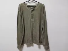 Gap　ヴィンテージ風カットソー　カーキ　ヘンリーネック