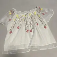 WILLSELECTION 花柄刺繍 オフショルブラウス ホワイト M