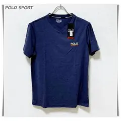 未使用 2010s POLO SPORT ロゴ VネックTシャツ S ネイビー