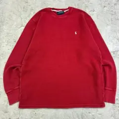 ゆ*ご様 POLO Ralph Lauren サーマル L レッド 無地 古着のサムネイル