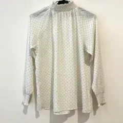【earth music&ecology】ドット柄ハイネック長袖ブラウス