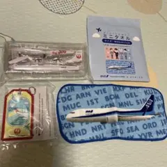 JAL 日本航空 ANA ノベルティ 飛行機 模型 タオル キーホルダー