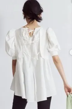 snidel ホワイト パフスリーブ 半袖シャツ