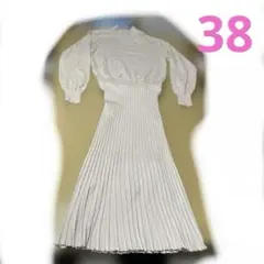 プリーツニット　ワンピース ベージュ　フェミニン　ロペピクニック　ロング　38