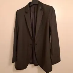 【コムサ】カーキ テーラードジャケット グリーン フェイクレザー