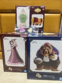 一番くじディズニー美女と野獣フィギュアA〜D賞セット　おまけつき