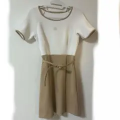 eimy istoire ベルト付きバイカラーミニワンピース ベージュ
