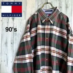 90's  トミーヒルフィガー  チェック BD長袖シャツ