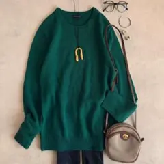 格安▲アーバンリサーチ▲クルーネック ウールニット セーター グリーン40 L