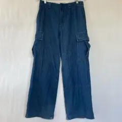 BEAMS別注　ディッキーズ　デニム ダブルニー カーゴパンツ S インディゴ