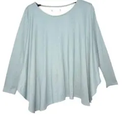 ミントグリーン 長袖 ドレープトップス 透け感 レディース　ゆったり