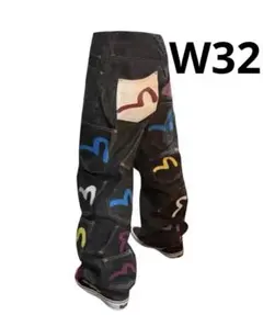 EVISU風 ワイドレッグデニム W32