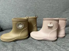 futa futaキッズ長靴 ベージュ ピンク 2足セット 14センチ