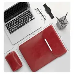 ＰＣケース　ポーチ付き　グレー　革製品